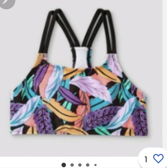 Girls’ Jungle Leaf Print Bikini Top Size 6/6x UPF 50+ Protection Art Class - Picture 5 of 5
